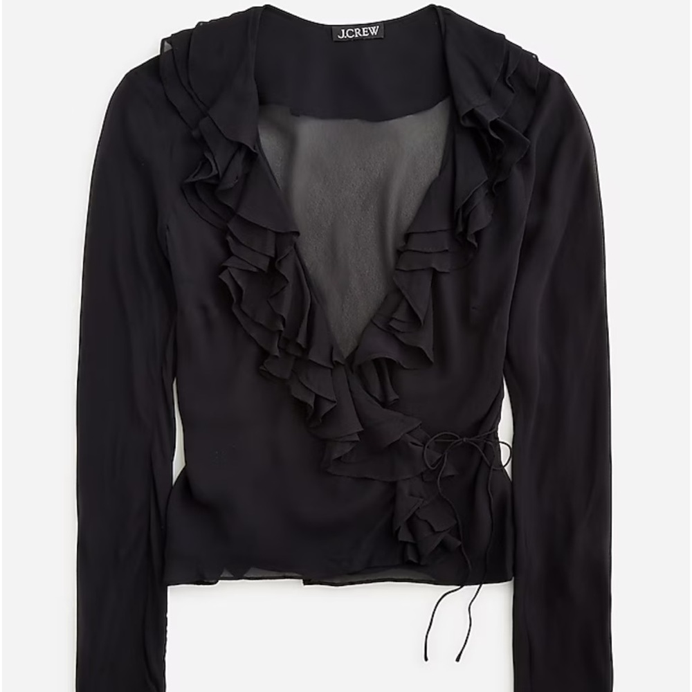 J Crew Chiffon ruffle wrap top size 10 NWT